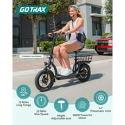 GOTRAX FLEX ULTRA Electric Scooter with Seat, 14 Tire 15.5Mph Power by Peak 500W Motor Comfortable EBike with Carry Basket for Adult