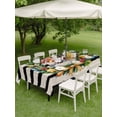 thumbnail image 3 of Outdoor Tablecloth with Umbrella Hole and Zipper, Christmas Rectangle Table Cloth 60x84 Inch Waterproof Tablecloth, Country Gnomes Pine Branches Star Bell Striped Picnic Table Cover for Patio Camping, 3 of 7
