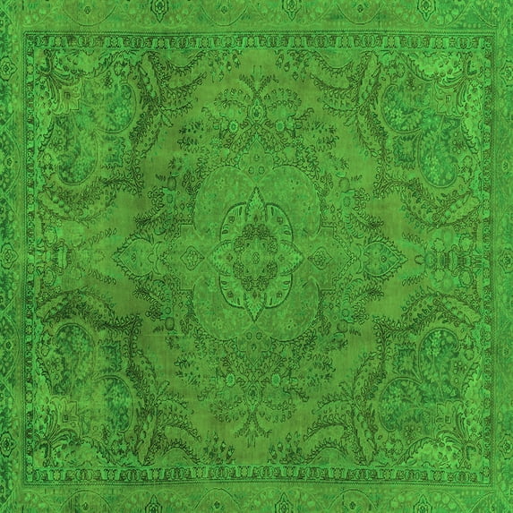 Ahgly Company Indoor Square Abstract Green Modern Area Rugs, 8' Square