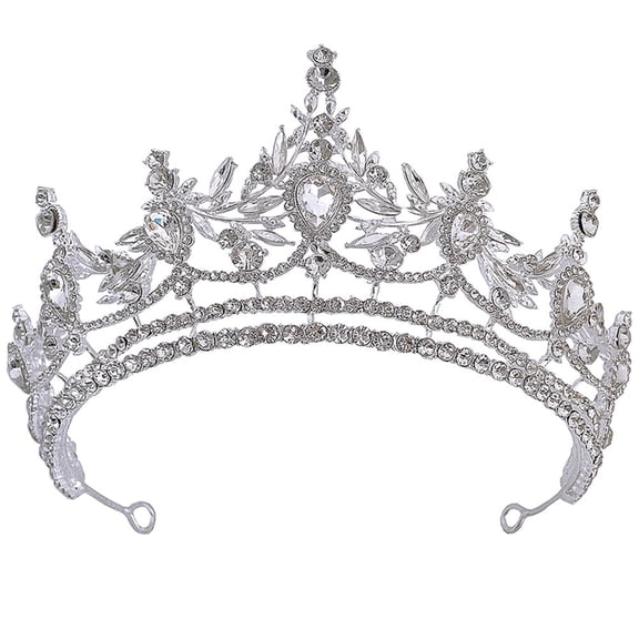 Supvox Comfortable Wearing Experience Rhinestone Tiaras Bridal Headdress Silver 1 Pcs for Women
