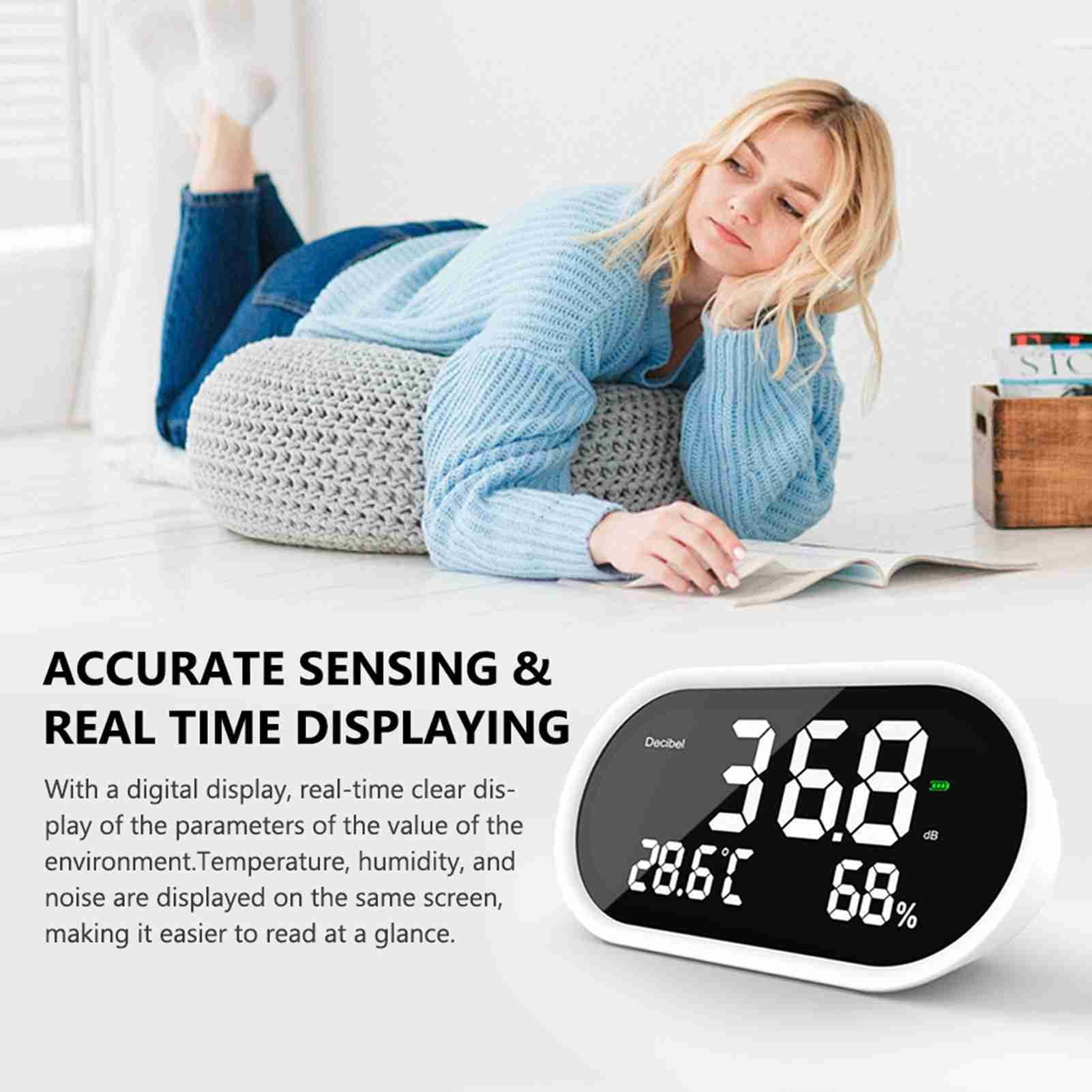 Decibel 3in1 Comprehensive Ambient Temperature Humidity Noise Tester Digital Display Decibel Test Meter Sound Level Meter