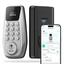 DESLOCC100 Plus-W Keyless Entry Door Lock with Display, Keypad Deadbolt with Screen, Auto Lock, 100 PIN Codes, Passage Mode, IP54, 12 Months Battery, BHMA Grade 3-Silver