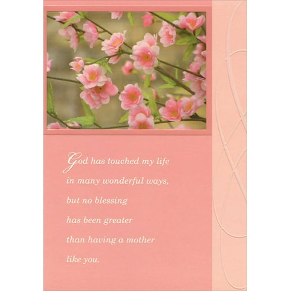 Designer Greetings Pink Flowers: God Has Touched My Life Religious / Inspirational Birthday Card for Mother