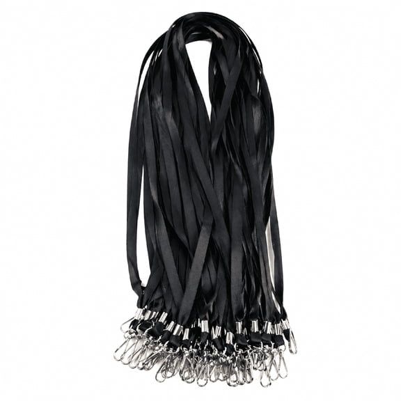 GASTROPOD Lanyards for Badges ID Lanyard Flat Lanyard Bulk Lanyards with Badge Clip Swivel Hook 50 Pcs Black Office School Supply Stationery