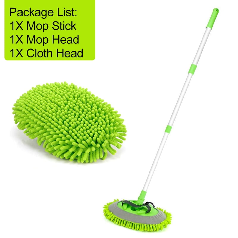 Washing Car Tools Extension Pole Car Cleaning Kit Brush Duster Green Chenille Microfiber with 3 Pcs Mop Heads HOUSE DAY Car Wash Brush Mop 