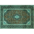 thumbnail image 1 of Ahgly Company Machine Washable Indoor Rectangle Medallion Turquoise Blue Traditional Area Rugs, 2' x 4', 1 of 4