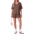 thumbnail image 2 of PINKSIR Short Sets for Women 2 Piece Outfits V Neck Short Sleeve Top and Shorts Lounge Set with Pockets, 2 of 10
