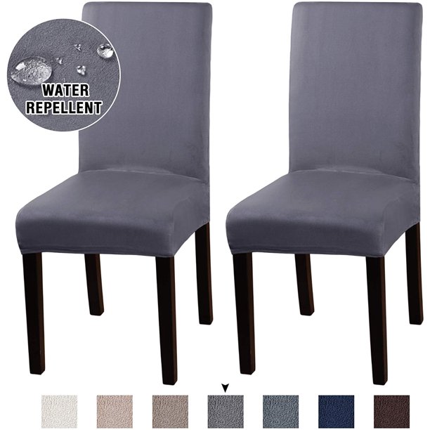 Suede Stretch Dining Chair Covers Set of 2 Chair Covers for Dining Room