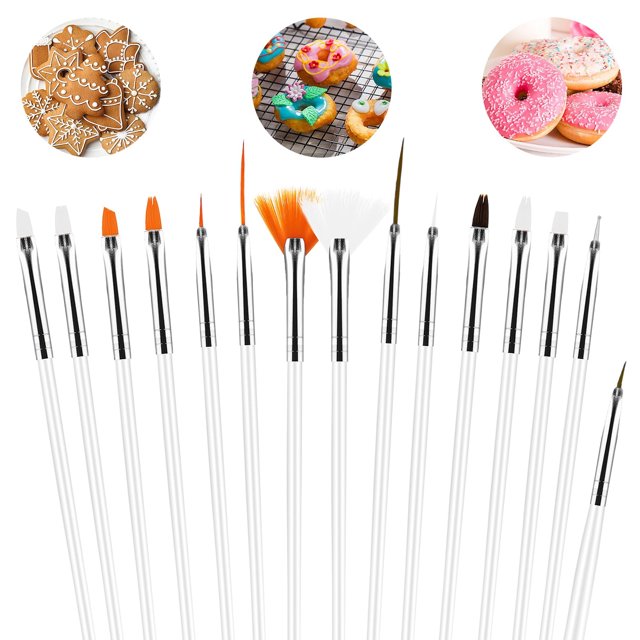 15 pinceles para decorar pasteles, kit de pinceles para pintar pasteles, pinceles para pintar alimentos, fondant, azúcar, bricolaje, suministros para decorar galletas, glaseado de dulces, pincel de