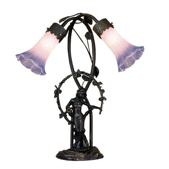 Meyda Tiffany - 11943 - Two Light Accent Lamp - Trellis Girl Lily - Pink/Blue-46pack