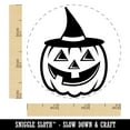 thumbnail image 2 of Pumpkin with Witch Jack-O'-Lantern Hat Halloween Self-Inking Rubber Stamp Ink Stamper - Black Ink - Small 3/4 Inch, 2 of 7