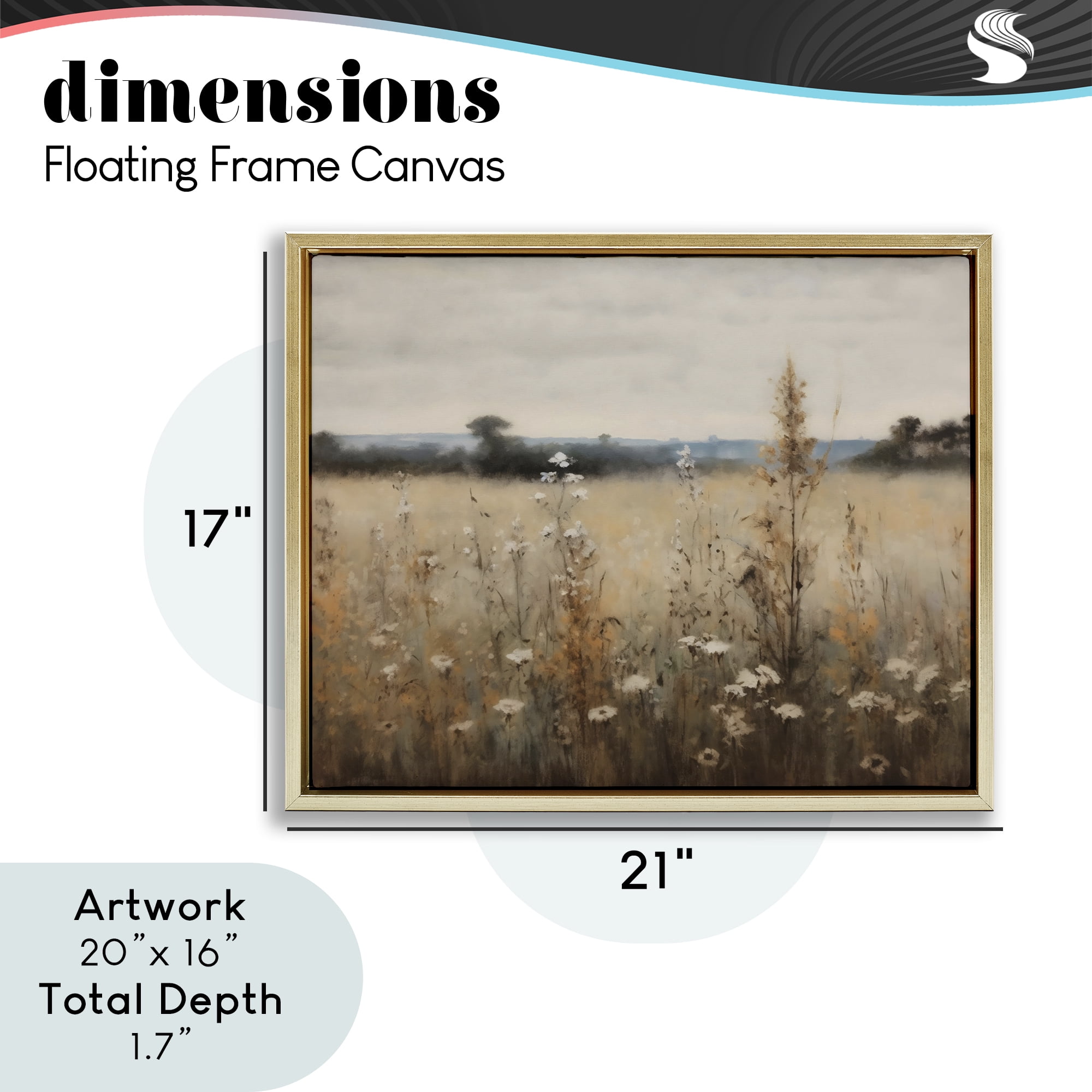 Stupell Industries Country Wildflowers in Misty Meadow Gold Framed Floater Canvas Wall Art, design by Creative Studio