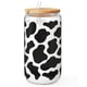 thumbnail image 1 of Vaso de cristal SANDJEST con estampado de vaca con tapa de bambú y pajita 470 ml, 1 of 7