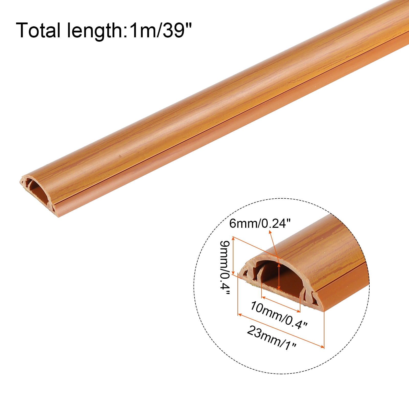 Unique Bargains Wall Cable Raceway Cord Cover Cord Hider Channel Self-Adhesive for TV Wire Light Brown 39"x1"x0.4"