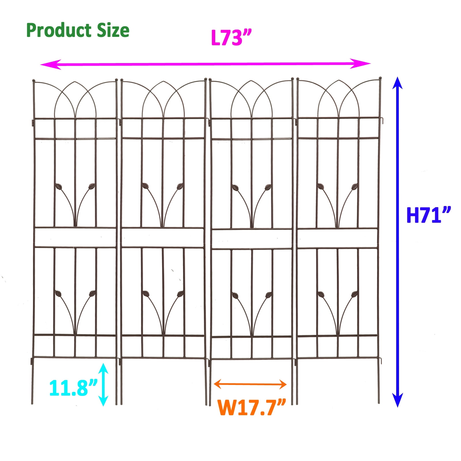 Tcbosik 71" x 17.7" Garden Trellis Set of 4, Decorative Outdoor Trellis for Fruits Vegetable Flowers, Brown
