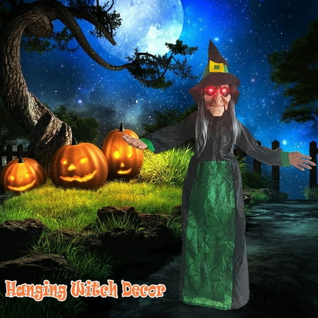 

Hanging Witch Light Eyes Sound Sensor Pendant Horror Party Prop Home Decor