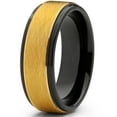 thumbnail image 2 of Metal Masters Mens Two-Tone Black Goldtone Textured Brushed Tungsten Wedding Ring 8mm Comfort-Fit Band 14, 2 of 6