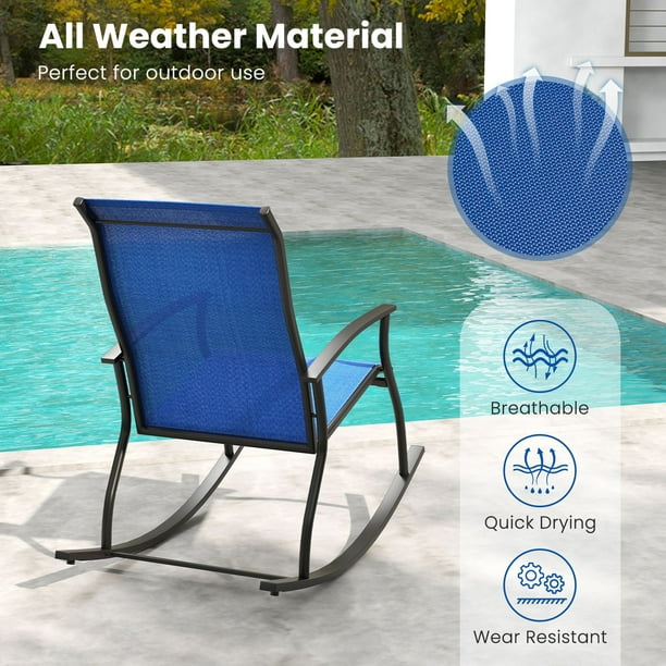Gymax Set of 2 Outdoor Rocking Chair Patio Rocker w Breathable Fabric