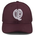 thumbnail image 2 of Daxton Premium Mid Profile Hat Semi Curved Visor Burgundy Cap White Silver Gothic Embroidered, Letter Q, 2 of 4