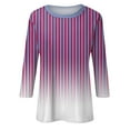 thumbnail image 4 of miqiqism Women's Gradient Stripe T-Shirt Patchwork Long Length Sleeve Oversize Tee Shirts Cozy Round Neck Going Out Casual Tunic Work Tops,Purple,XX-Large, 4 of 5