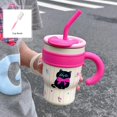 thumbnail image 1 of Taza Termo de acero inoxidable de gran capacidad de 700ml/1,2l, taza de café, botella de agua térmica a prueba de fugas con pajita, taza de agua para bebida doble, 1 of 5