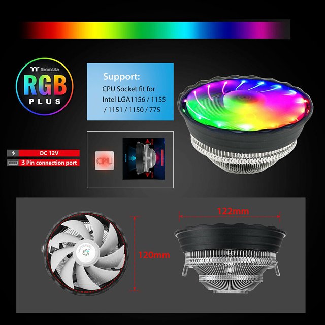 2000RPM Ordinateur Silencieux CPU Refroidisseur Haut Débit CPU Refroidisseur Processeur RGB Ventilateur de Refroidissement LED Processeur Radiateur CPU Ventilateur de Refroidissement