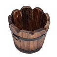 thumbnail image 3 of Small Wooden Bucket Barrel Planters – Rustic Flower Planters Pots Boxes Container with Drainage Holes for Indoor Home Decor Small Plants  Brown 1pc, 3 of 6