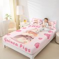 thumbnail image 4 of Homewish Cartoon Guinea Pig 3pcs Twin Sheet Sets For Kids Teens Girls,Kawaii Animal Twin Fitted Sheet,Love Heart Print Breathable Flat Sheet,Lightweight Room Decor, 4 of 7