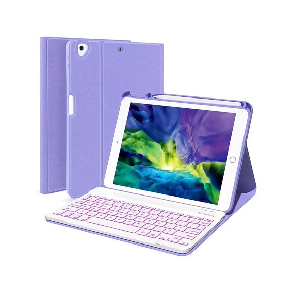 Keyboard Case For iPad 10.2 inch 9th 8th 7th 2021/2020/2019, iPad Pro 10.5 inch/iPad Air 3 10.5, Backlit 7 Colors Wireless Detachable Keyboard with Protective Cover with Pen Holder