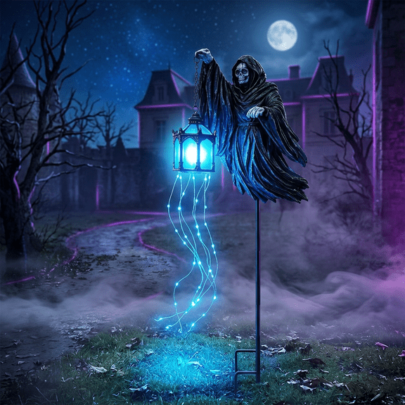 Halloween Soul Harvester Garden Stake Light, Spooky Blue LED Ghost Yard Light, Waterproof Outdoor Decor for Yard, Porch, Garden, Pathway & Halloween Party Decoration