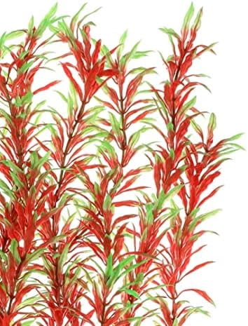 Aquarium Decor Plastic Plants Extra Large 21 Inches Artificial Fish Tank Plants Tall Fish Tank Decorations (Wine 2pcs)