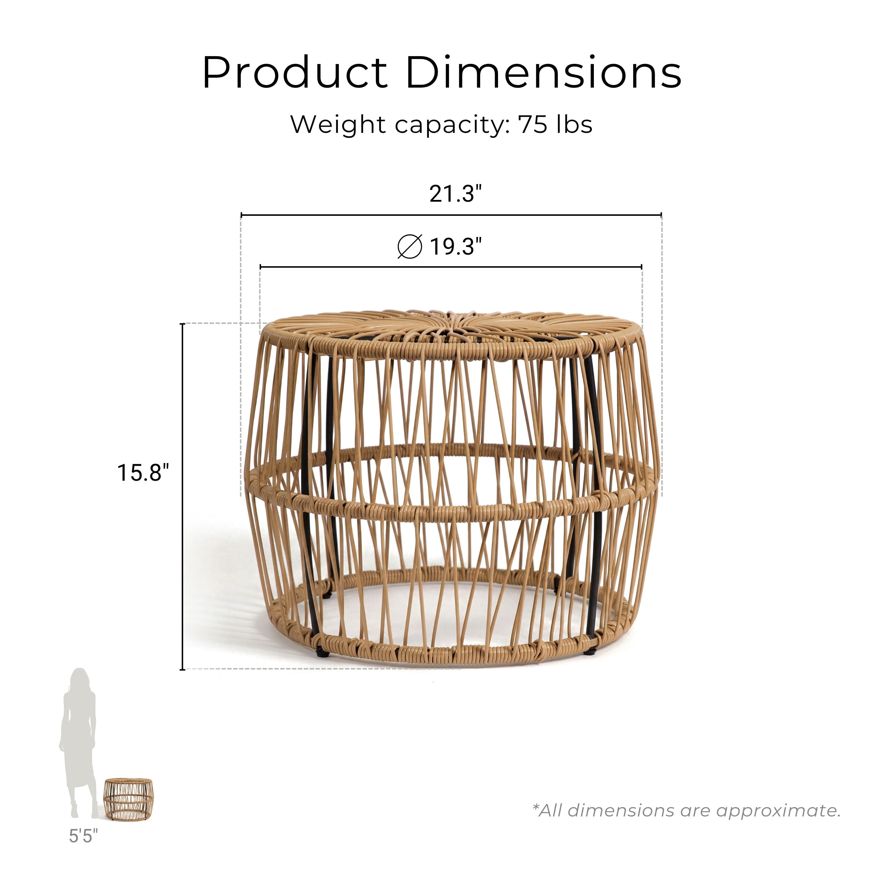 Tisch PE Wicker Rattan Outdoor Round Coffee Table in Natural