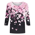 thumbnail image 6 of Tqyyweavej Womens 3/4 Sleeve Shirts Plus Size Printed Crew Neck Tops Loose Fit Casual V Neck Blouses, Gifts for Women S-5XL, 6 of 8