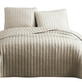 thumbnail image 2 of 3 Piece Crinkle Queen Size Coverlet Set with Vertical Stitching, Pink- Saltoro Sherpi, 2 of 5