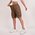thumbnail image 6 of Bermuda Shorts Womens Cargo Shorts with Pockets Pull on High Waisted Summer Walking Workout Hiking Athletic Petite Knee Length Long Shorts Khaki S, 6 of 8