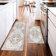 thumbnail image 2 of Kitchen Anti Fatigue Mat Set of 2 Non Slip Waterproof Kitchen Floor Mat Vintage Cushioned Comfort Standing Desk Office Mat Farmhouse Runner Area Rug for Kitchen Sink Laundry, Light Brown, 2 of 6