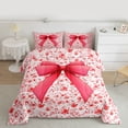 thumbnail image 2 of Feelyou Kawaii Cartoon Bow Full Size Comforter Sets for Teen, Princess Bowknot Bedding Comforter Set, Rustic Farmhouse Floral Reversible Bedding Sets, Super Cozy Room Decor, 3 Pieces, 2 of 8
