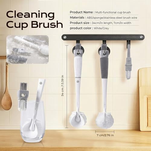 360° Flexible Silicone Bottle Brush with Long Handle, New Bottle Cleaning Brush, Deep Cleaning Bottle Cleaner for Narrow Neck Bottles, Water Bottles, Baby Bottles & Glassware