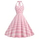 thumbnail image 1 of Vestido estilo Hepburn de lunares, años 50 y 60, estilo vintage, corte en A, espalda descubierta, cuello halter, estilo pin up, rockabilly, para mujer, estilo retro de fiesta de verano, 1 of 6
