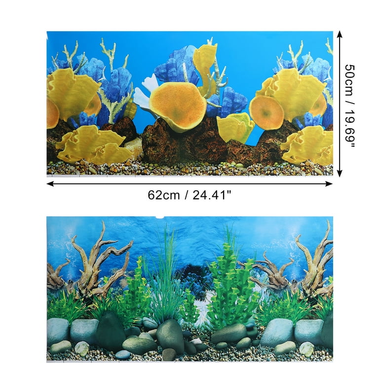 Unique Bargains Aquarium Fish Tank Background Poster Double-sided Fish Tank  Background Decor Sticker 19.69x24.41 