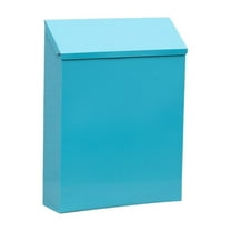 Cuxi Wall Mounted Mailbox with Lock, Metal Postbox for Outside House, Newspaper Holder, Secure Mail Drop Box, Porch Decor, Easy Installation, Creative Iron Suggestion Box Blue