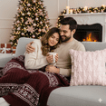 thumbnail image 2 of Sm:)e Pink Christmas Tree Soft Plush Faux Fur Pillow Covers 18x18 Inch Set of 2 Outdoor Sofa Holiday Festivals Winter Home Decor, 2 of 7