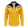 thumbnail image 4 of Mens Dress Shirts Western Cowboys Print Long Sleeve Button Lapel Top Casual Carnival Classic Comfortable Shirt for Men Yellow XXXL, 4 of 4