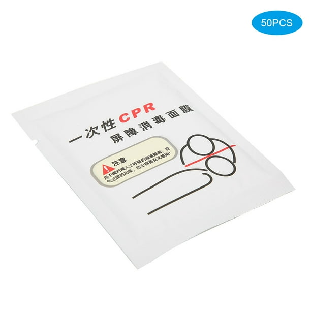 Protector facial CPR, 50 unidades/caja, mascarilla desechable para respirar por la boca, mascarilla para respirar por la boca, rendimiento sólido