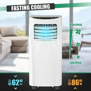 Costway 8000 BTU ASHRAE Portable Air Conditioner & Dehumidifier Function Remote w/ Window Kit White
