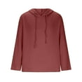 thumbnail image 5 of Men's Linen Hooded Long Sleeve Top Shirt Pullover with Drawstring Casual Loose Fit Solid Color Plain Basic Streetwear Loungewear Travel Outfits Modern Fashion Essential | AESTIVO,Red L, 5 of 9