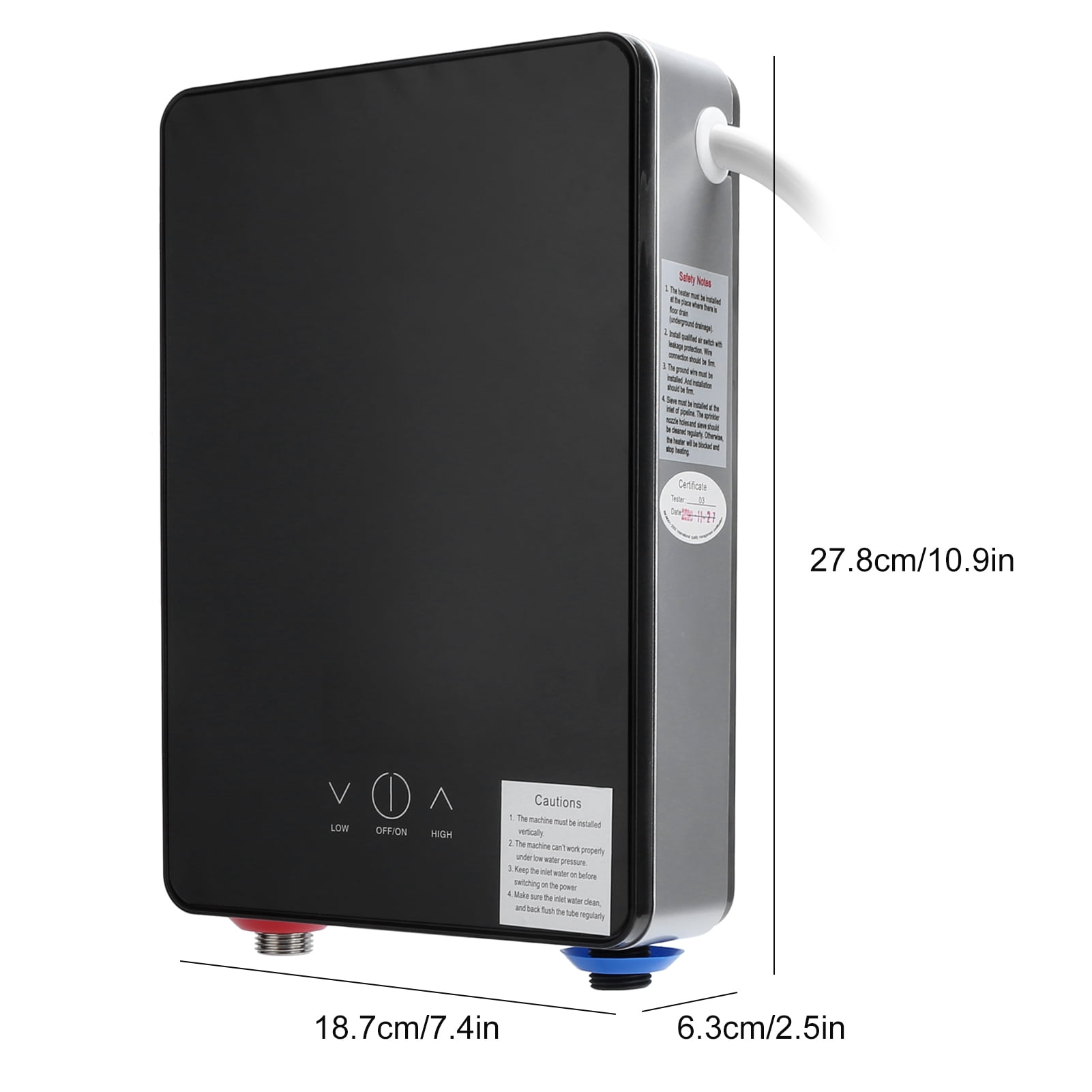 4500W Tankless Water Heater, Electric Instant Water Heater Dual Inlet Hot And Cold High-definition LCD Display For Shower Kitchen Bathtub Bathroom