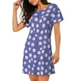 thumbnail image 2 of Haiem Daisies Flowers Print Women’s Short-sleeved Nightdress – Comfortable and Loose-Fit Sleepwear, Soft Cotton Sleep Shirt for Relaxing, Casual Nightdress, 2 of 6