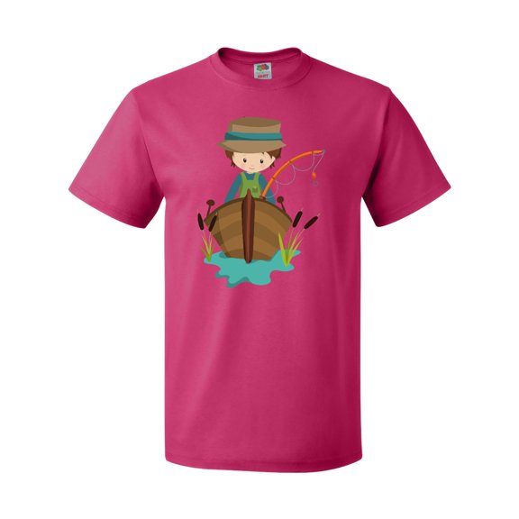 Inktastic Fishing Boy, Fisherman, Fishing Rod, Brown Hair T-Shirt