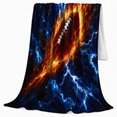 thumbnail image 2 of Fiery Football Electric Lightning Storm Sports Fan, Mystical Celestial Scene, Warm Flannel Blanket for Living Room and Bedroom, Celestial Art Lovers Housewarming Gift, Celestial Home Decor, 2 of 7